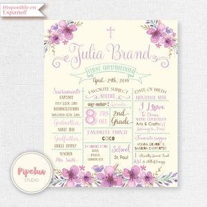 Communion Poster. Baptism poster. Holy Communion Poster. First Holy Communion. Lavender poster. First Communion poster.