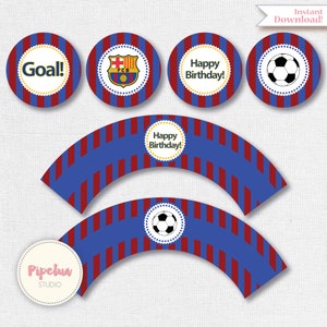Barcelona printables. Barcelona toppers and wrappers. Soccer printables. Soccer toppers and wrappers. Instant download barcelona printables.