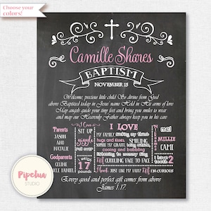 Baptism poster. Baptism sign. Girl Baptism Chalkboard Poster. Baptism Chalkboard.