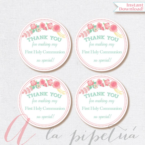 Thank You Favor Tags First Communion Printable Diy Holy Instant
