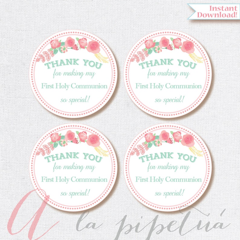 Thank You Favor Tags First Communion Printable Diy Holy Instant