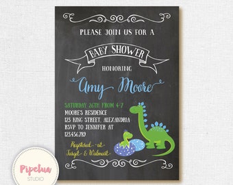 Dinosaur Baby Shower Invitation. Coed babyshower. Dino babyshower invite. Couples babyshower. Dinosaurs babyshower invite. Printable