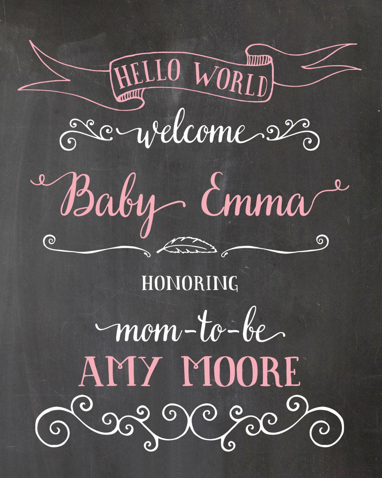 Baby Shower Sign. Chalkboard Sign. Printable Etsy