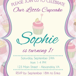 Cupcake Invitation. Birthday Cupcake Invite. Printable Cupcake ...