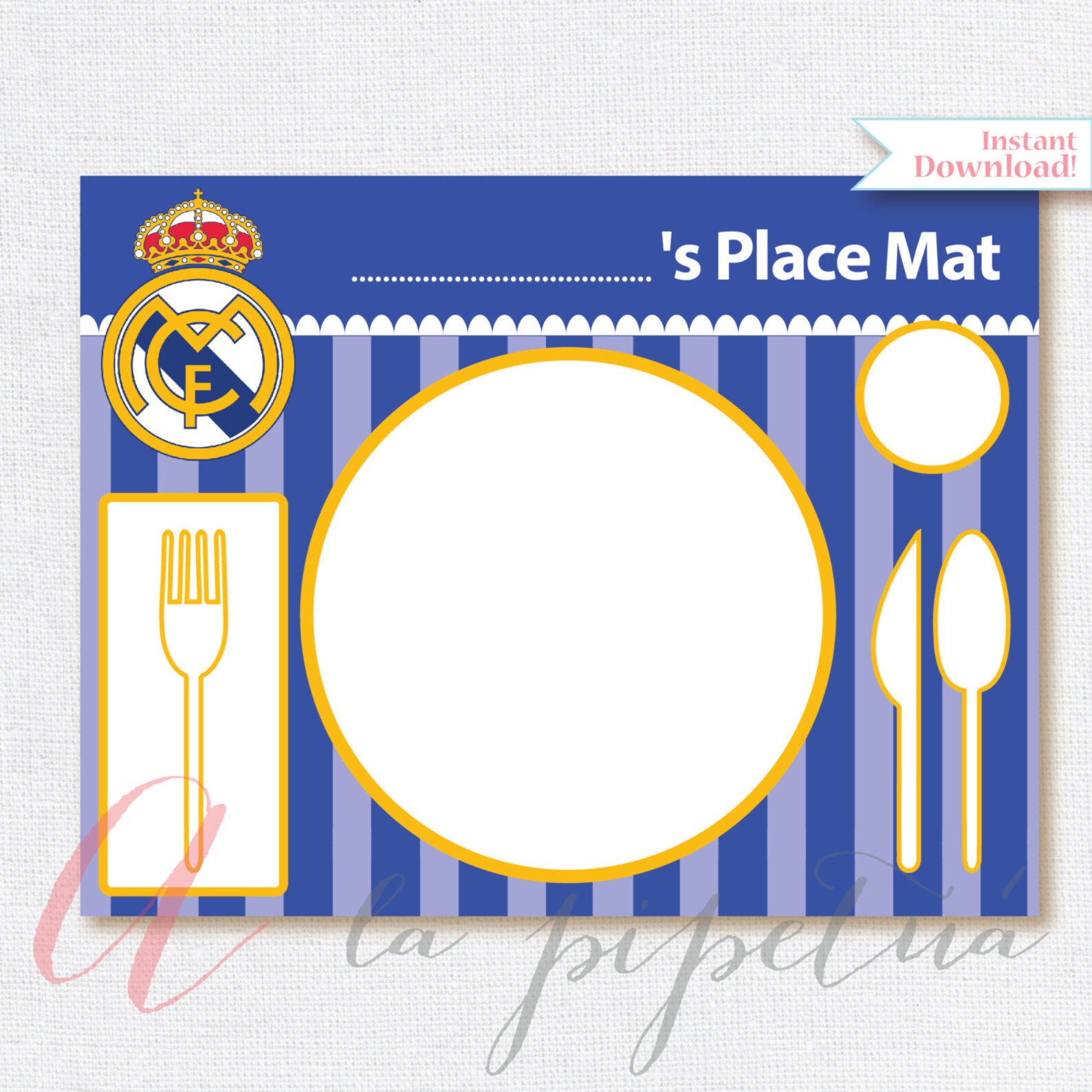 Real Madrid Printables. Printable Soccer Place Mat. Real | Etsy