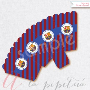 Barcelona popcorn box. Barcelona printables. Soccer popcorn box. Soccer printables.