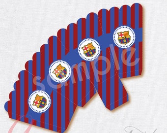 Barcelona Popcorn Box. Barcelona Ausdrucke. Fußball Popcorn Box. Fußball Ausdrucke.