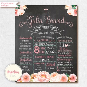 First Communion Poster. First Holy Communion Chalkboard Sign. Baptism poster. First Holy Communion. Baptism Chalkboard.