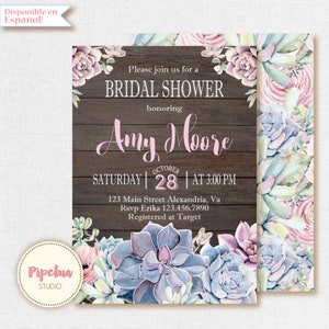 Bridal Shower Succulent Invitation . Succulent Invitation, Baby shower Succulent Invitation. Printable succulent invite
