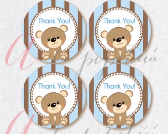 Thank You Favor Tags .Bear tags. Teddy bear tag. Printable bear tag. Bear diy Thank You Tags. Bear Babyshower. INSTANT DOWNLOAD