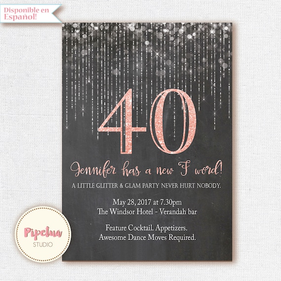 40th Birthday Invitation. 40th Birthday. Any Age Invitation. Etsy