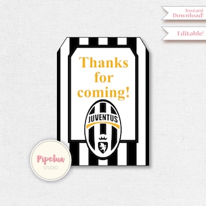 Juventus printables. Juventus tag. Juventus decoration. Juventus editable tags. Juventus printable thank you tags. INSTANT DOWNLOAD