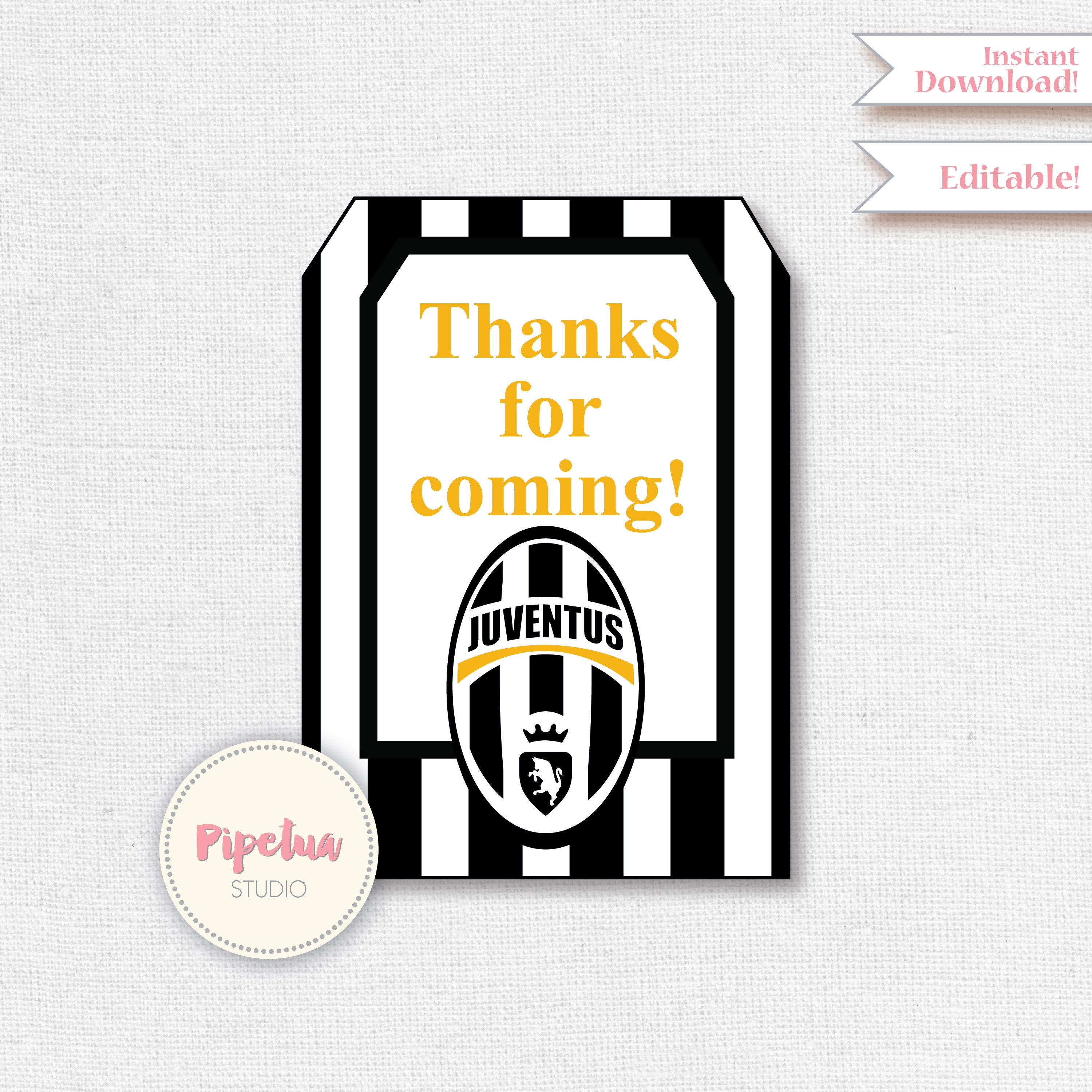 Juventus printables. Juventus-Tag. Juventus Dekoration. Juventus bearbeitbare Tags. Juventus druckbare Dankeschön-Tags. SOFORTIGER DOWNLOAD