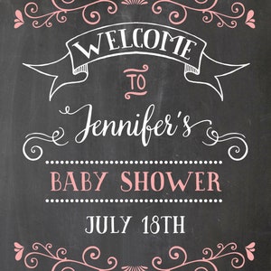 Welcome Baby Shower Sign. Chalkboard Welcome sign. Printable chalkboard poster. Chalkboard babyshower sign. Welcome babyshower chalkboard image 2