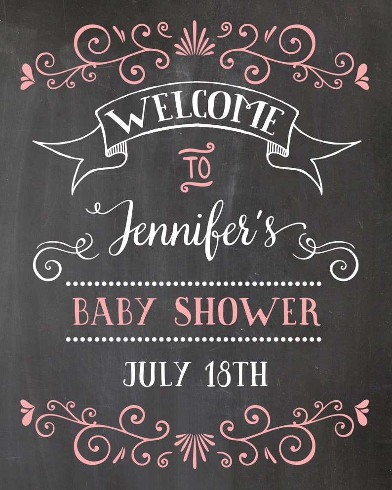 Welcome Baby Shower Sign. Chalkboard Welcome sign. Printable chalkboard poster. Chalkboard babyshower sign. Welcome babyshower chalkboard image 2