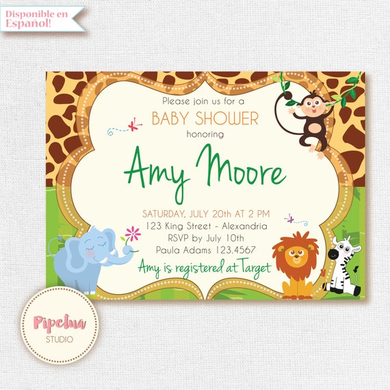 Jungle Baby Shower Uitnodiging Baby Douche Uitnodiging Met Etsy