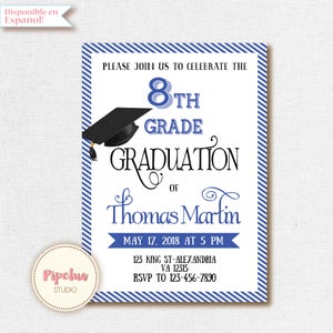 8th Grade Graduation invite. Printable graduation invitation. 8th grade invitation. 8th grade Promotion