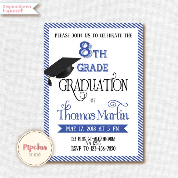 8th Grade Graduation Invite Printable Graduation Invitation Etsy