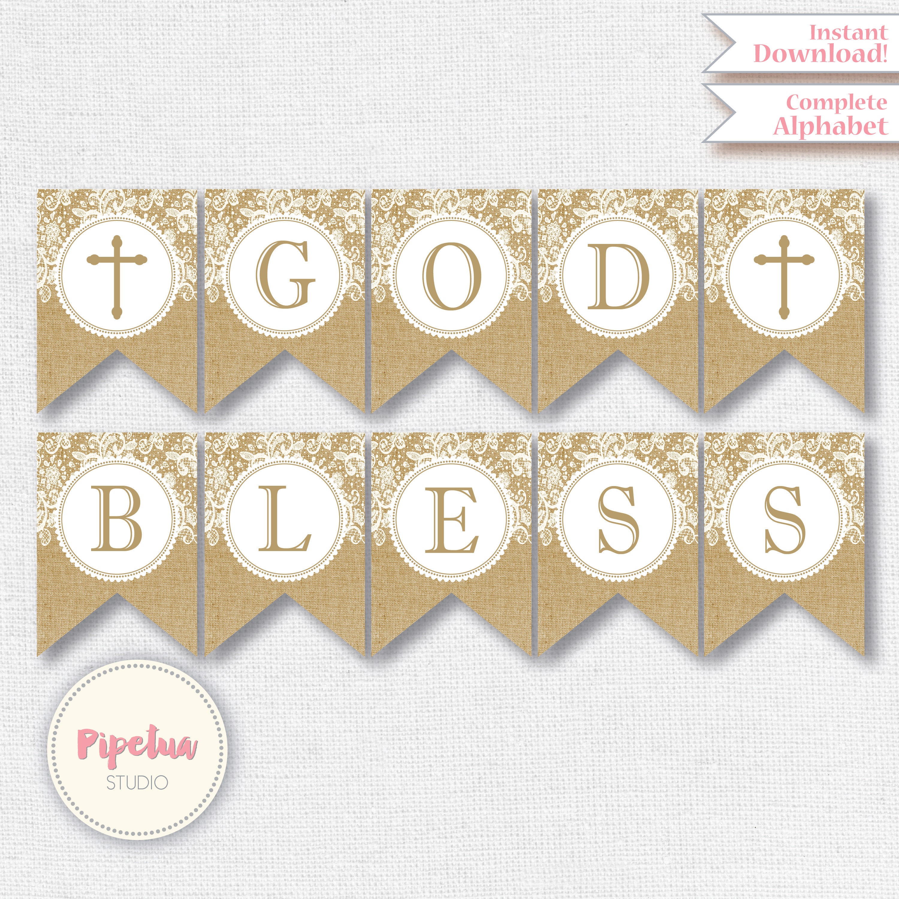 Daughter First Communion Decoration Printable PDF God Bless Banner First Communion Banner