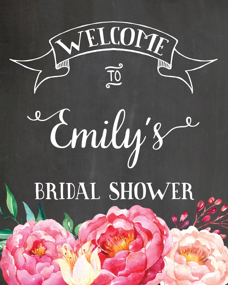 Printable chalkboard poster Floral bridal welcome sign Welcome Bridal Shower Sign Chalkboard bridal sign Chalkboard Welcome sign