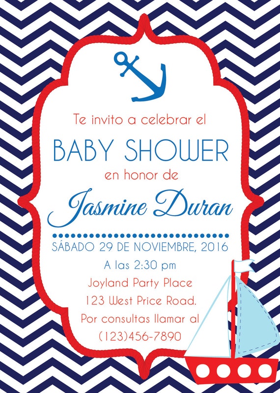 Invitacion Para Baby Shower Nautica Invitacion Baby Shower Etsy