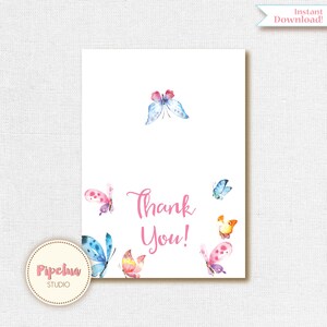 Thank You Card .Butterfly Thank you card.Foldable Thank you card. Printable  diy Thank You card. Butterfly thank you card.INSTANT DOWNLOAD