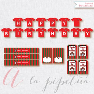 Soccer printables. Instant download. Printable. Matching Custom invitation available. Portugal inspired printables.