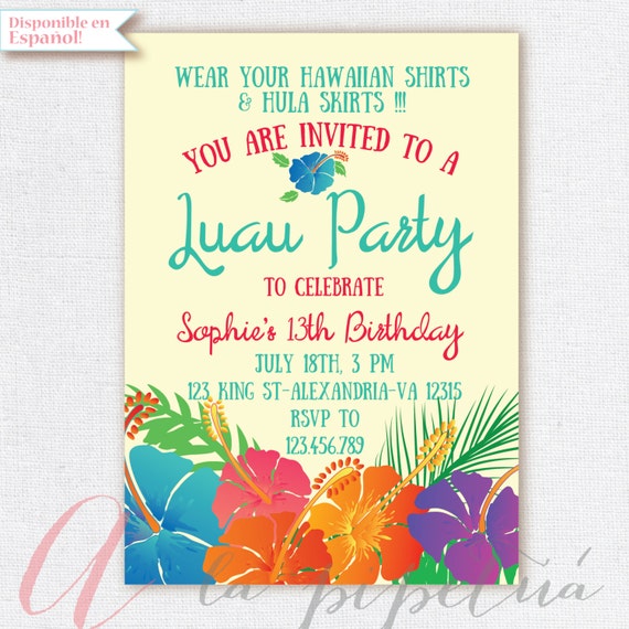 Luau Einladung Geburtstagsparty Hawaii Party Einladung Etsy