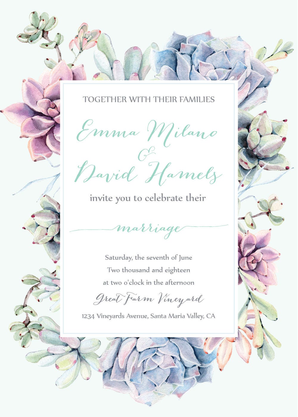 Succulent Wedding Invitation Set Wedding RSVP card. | Etsy
