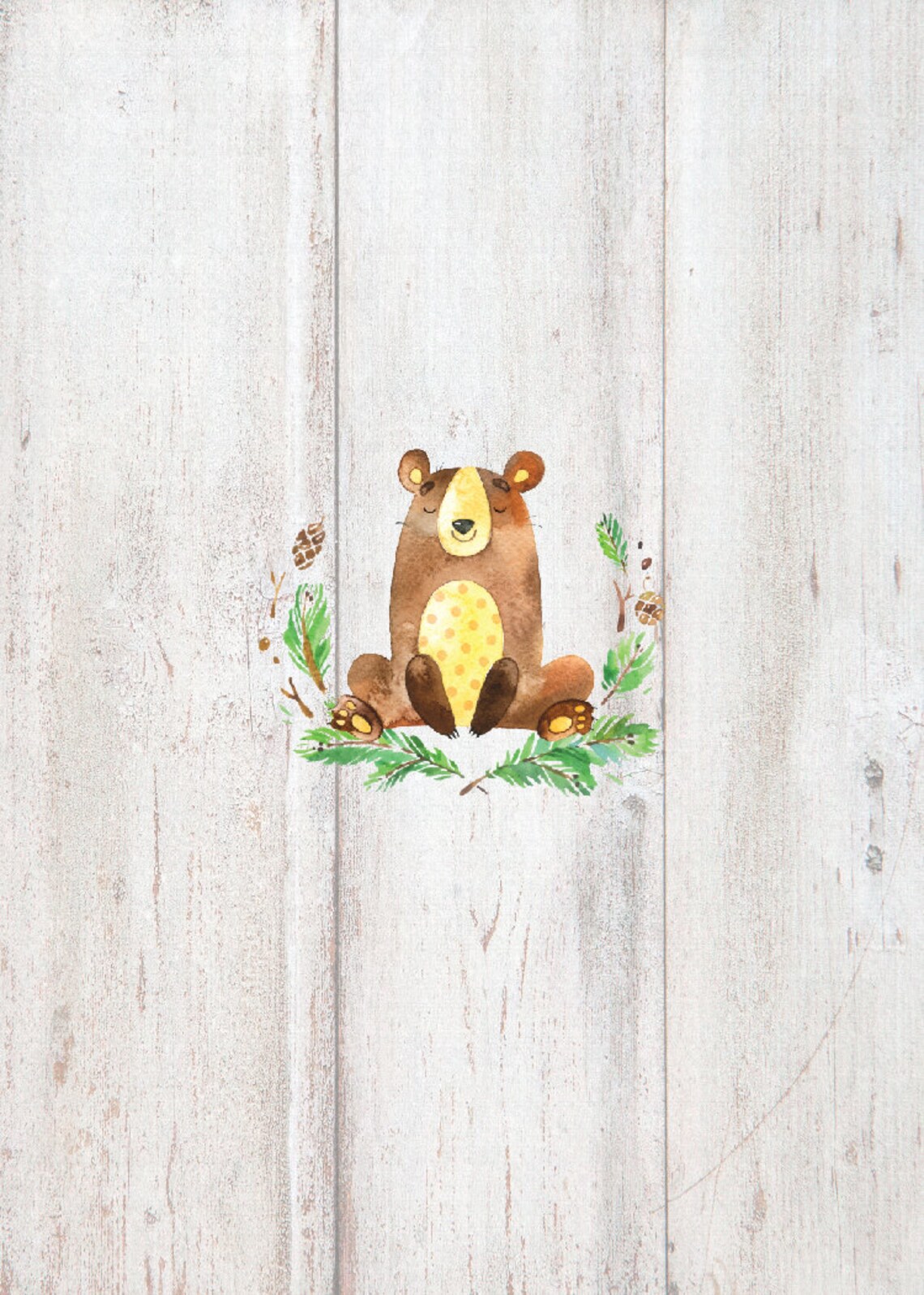 Baby Shower Invitation. Bear Babyshower Invite. Woodland Baby Etsy