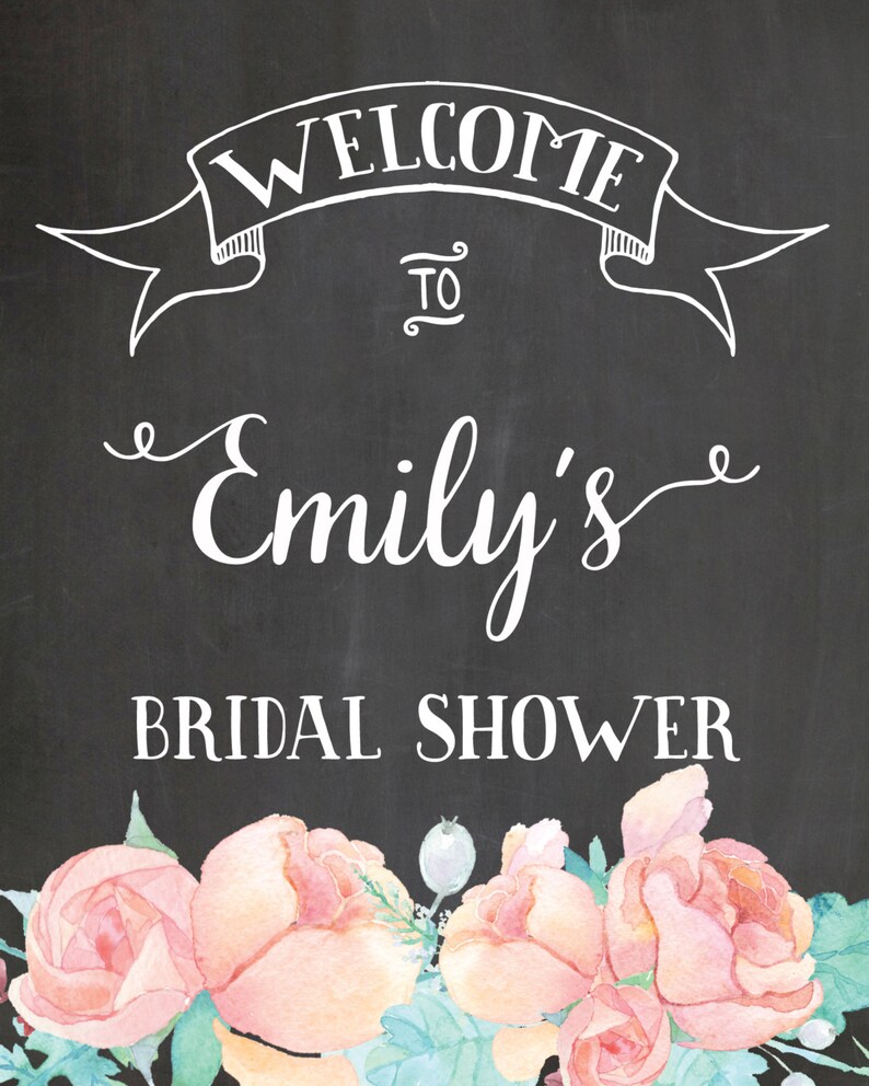 Printable chalkboard poster Floral bridal welcome sign Welcome Bridal Shower Sign Chalkboard bridal sign Chalkboard Welcome sign