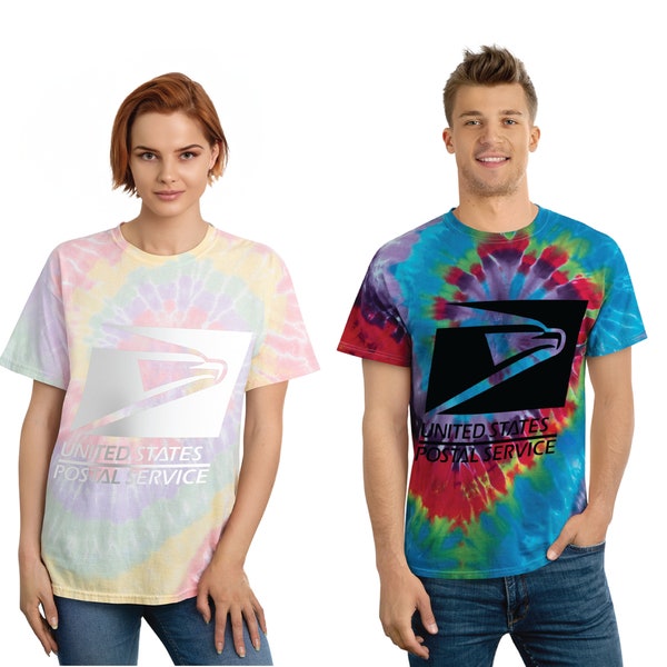 USPS Unisex Tie-Dye Graphic T-shirt | Postal Uniform Clothing Apparel | Gift for Him Her | Rural City Mail Carrier Postal Clerk Worker Shirt