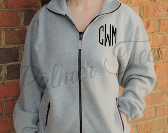 Monogrammed Fleece Full Zip Jacket (Unisex Oversize Heavyweight Sierra Pacific Jacket Embroidered with Monogram, Size Small-3X) 3061