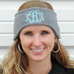 Monogrammed Fleece Headband Ear Warmers Embroidered with Monogram C910 image 1