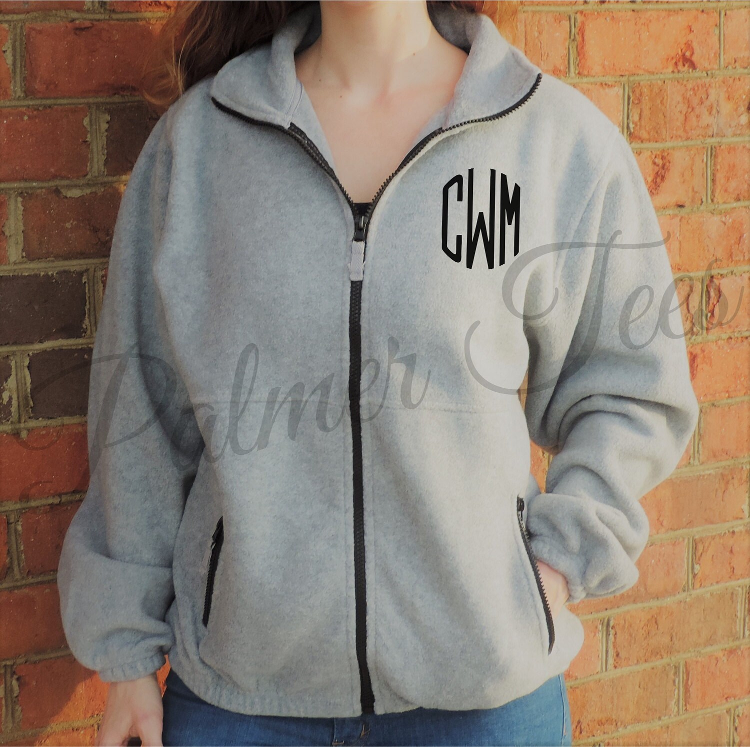 Monogrammed Fleece Full Zip Jacket (Unisex Oversize Heavyweight Sierr…