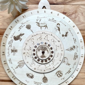 Wheel of the Year Perpetual Calendar/ Original Artist / Seasonal Wheel / Art Decor / Pagan Traditional / Cottagecore / Zodiac