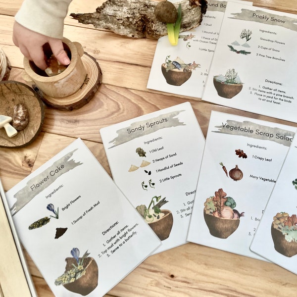 Digital Mud Kitchen Recipe Cards | Forest School | Homeschool | Original Artist | Play Kitchen | Pretend Educational Resources| Outdoors |