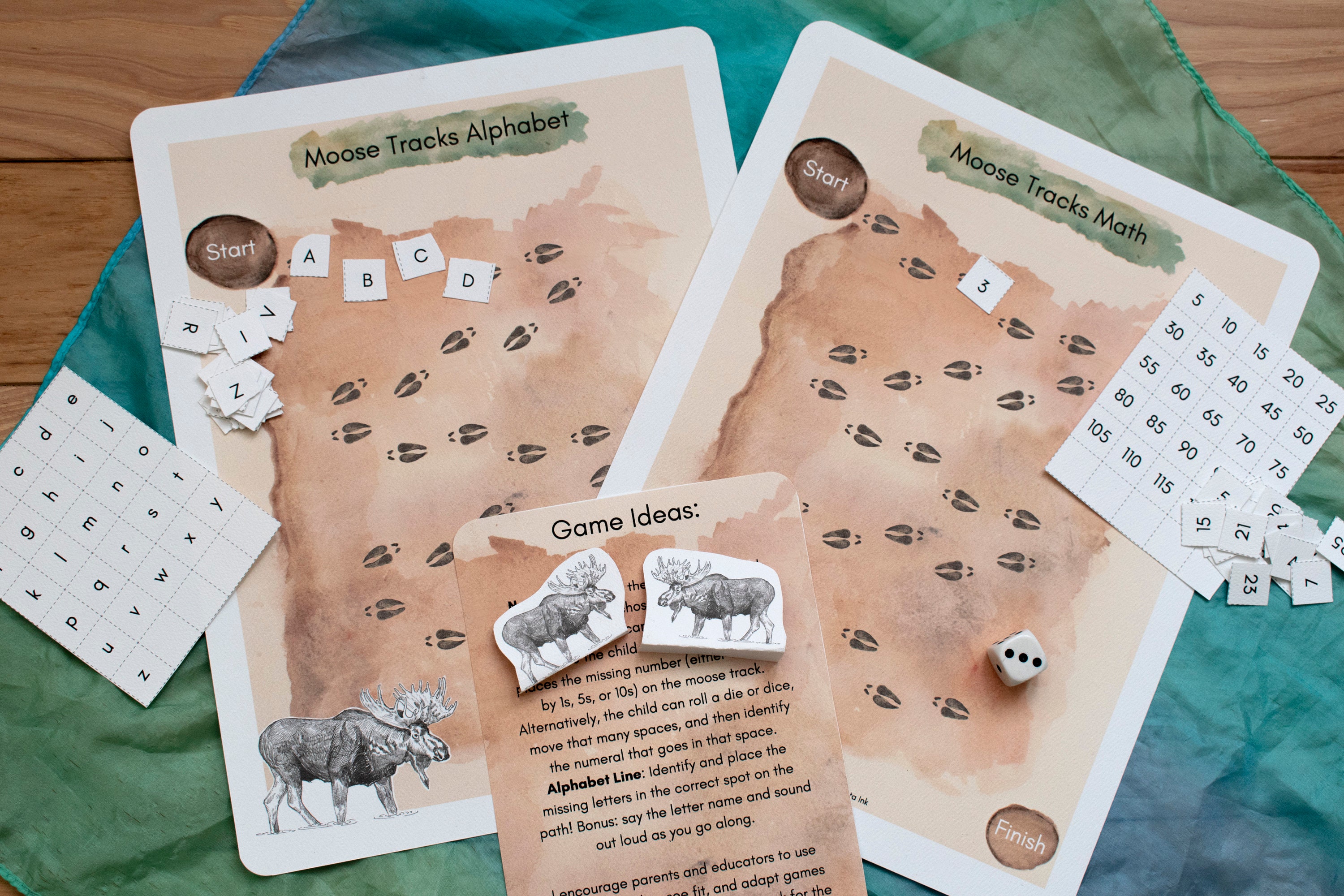 Moose Tracks Math and Alphabet Printable Game Activity Board Etsy