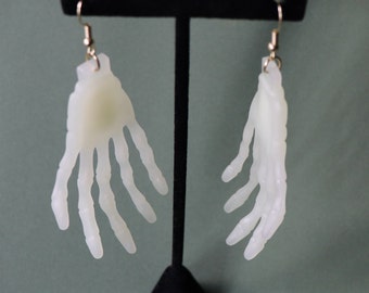 Glow in the Dark Skeleton Hand Halloween Earrings, Statement Earrings, Goth Earrings, Halloween Gifts, Skeleton Earrings, Spooky Earrings