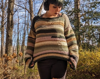 Erdton Scrap Yarn Crochet Sweater