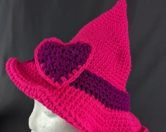 Pink Crochet Witch Hat, Cute Witch Hat, Witch Hat, Love Witch, Witchy