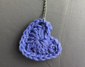 Purple Crochet Heart Plushie Keychain, crochet keychain, heart keychain, cute keychain, amigurumi, heart accessory, purple gifts, cute gifts