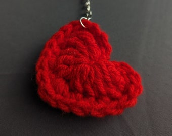 Red Crochet Heart Plushie Keychain, crochet keychain, heart keychain, cute keychain, amigurumi, heart accessory, romantic gifts, cute gifts