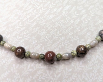 Earthtoned Beaded Necklace, short beaded necklace, gifts for her, handmade necklace, jewelry gifts, nature inspired jewelry, jewelry for her
