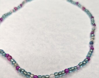 Blue and Purple Beaded Necklace, Gifts for her, handmade necklace, jewelry for her, sapphic necklace, jewelry gifts, beaded necklace