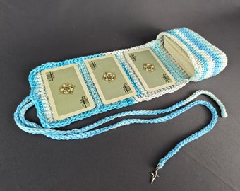 Blue Crochet Tarot Card Pouch, Deck Bag, Tarot Bag, Tarot Cards, Tarot Deck, Witchy, Witch gifts, Crochet Tarot Bag, Oracle Card Bag