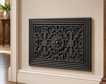 Flora Vent Cover 9x6 Inch | Victorian Adjustable Wall Air Grille to Reduce Cold Draughts in Period Homes (Interior & Exterior) | Handmade UK