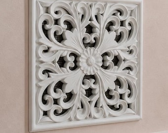 Lavender Vent Cover 6.5x6.5 Inch | Floral Victorian Plaster Air Vent to Hide Unsightly Wall Grilles in Period Homes & Hallways | Handmade UK