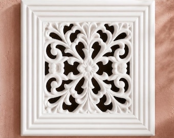 Victorian Floral Vent Cover 6x6 Inch | Decorative Plaster Air Vent for Period Homes | Replace Ugly Wall Vents | Handmade UK