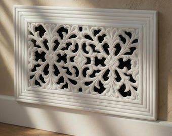 Floral Victorian Vent Cover 9x6 Inch | Decorative Plaster Air Vent for Period Homes, Living Rooms, Hallways & Home Renovations | Handmade UK